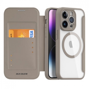 Pouzdro Dux Ducis Skin X Pro iPhone 14 Pro, MagSafe, barva beige