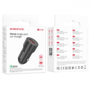 CL adaptér Borofone (BZ19A) 1x USB, 18W, QC 3.0 black