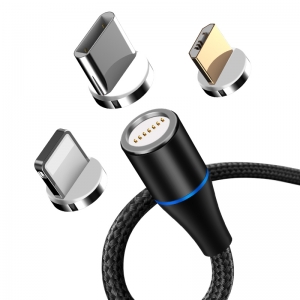 Datový kabel 3v1 maXlife, magnetický 3A, délka 1m, podporuje přenos dat, nylonový oplet, barva černá