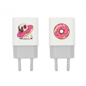 Cestovní nabíječ Babaco Donut, 1x USB 1A/5V, barva bílá