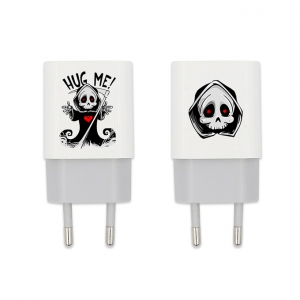Cestovní nabíječ Babaco Skull, 1x USB 1A/5V, barva bílá