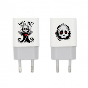 Cestovní nabíječka Babaco Skull, 1x USB 1A/5V, barva bílá
