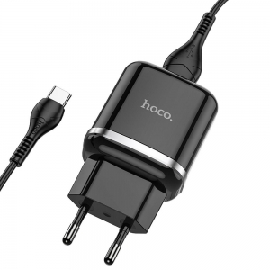 Cestovní nabíječ HOCO N3 Single port 1x USB A, QC 3.0 PD 18W, kabel USB A na USB C, barva černá