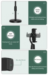 Stojánek na mobil, otočný o 360°, nastavitelná výška, barva černá
