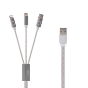 Datový kabel 3v1 Remax RC-094th, USB Na Micro USB, Lightning, USB Typ C, QC, přenos dat, barva bílá