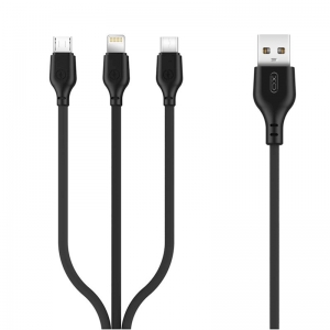 Datový kabel 3v1 XO-NB103, USB A na Micro USB, Lightning, USB C, délka 1m, barva bílá