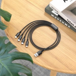 Datový kabel 4v1 Borofone USB na 2x Typ C, Micro USB, Lightning - 2A, černý