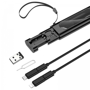 Adaptér Borofone (BU36) 3x adaptér (Micro/C, Lightning/C, USB/C), kabel USB C na USB C, klíč na SIM kartu, barva černá