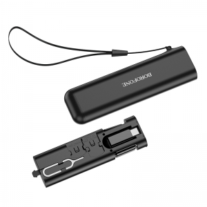 Adaptér Borofone (BU36) 3x adaptér (Micro/C, Lightning/C, USB/C), kabel USB C na USB C, klíč na SIM kartu, barva černá