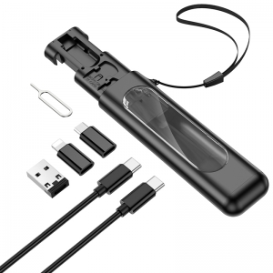 Adaptér Borofone (BU36) 3x adaptér (Micro/C, Lightning/C, USB/C), kabel USB C na USB C, klíč na SIM kartu, barva černá