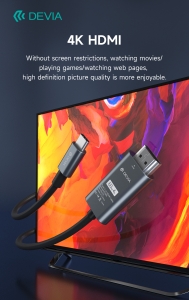 Kabel Devia EC084 USB C na HDMI, 4K 30Hz 1,8m, barva černá