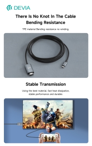 Kabel Devia EC084 USB C na HDMI, 4K 30Hz 1,8m, barva černá