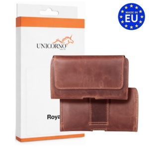 Pouzdro na opasek ROYAL, velikost XXL (17x9x1,5 cm), pravá kůže, barva hnědá