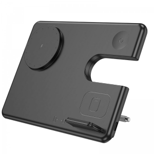 Indukční nabíječka HOCO CQ1, 15W, 3v1 - Apple, Apple watch, Airpods, černá