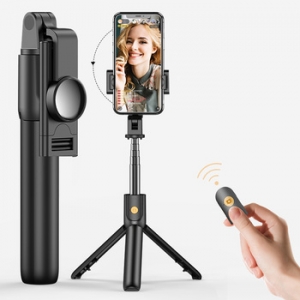Selfie držák se stativem K10 - bluetooth připojení, barva černá