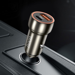 CL adaptér HOCO Z46A, 1x USB A 1x USB C, QC 3.0 PD 20W, barva metal grey