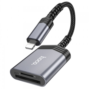 Čtečka paměťových karet HOCO UA25 pro Lightning, barva šedá