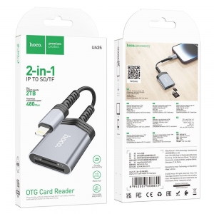 Čtečka paměťových karet HOCO UA25 pro Lightning, barva šedá