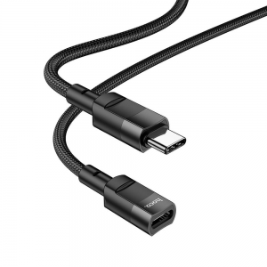 Adaptér HOCO (U107) USB C (male) na USB C (female), délka 1,2 m, barva černá