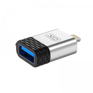 Adaptér short USB OTG pro iPhone 8-pin Lightning silver (XO-NB186)