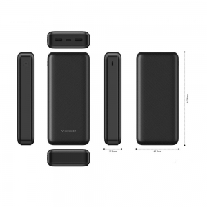 Externí baterie POWER BANK Veger A20, 20000mAh, 2x USB 1x USB Typ C, 1x Micro USB, barva černá