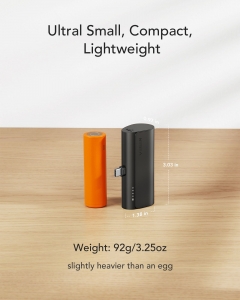 Externí baterie POWER BANK Veger PlugOn, 5000 mAh, konektor USB C, PD 20W, barva černá