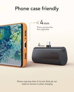 Externí baterie POWER BANK Veger PlugOn, 5000 mAh, konektor USB C, PD 20W, barva černá