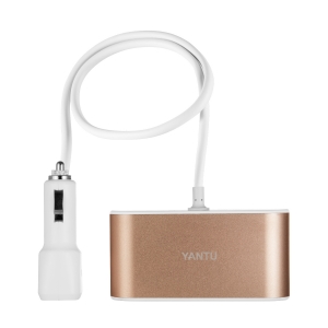 CL rozbočovač zásuvek do zapalovače B08 - 3 zásuvky + 2x USB A - 3,1A (120W) zlatá