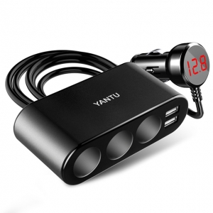 CL rozbočovač zásuvek do zapalovače B08 - 3 zásuvky + 2x USB A - 3,1A (120W) černá