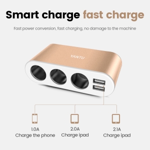 CL rozbočovač zásuvek do zapalovače B08 - 3 zásuvky + 2x USB A - 3,1A (120W) černá