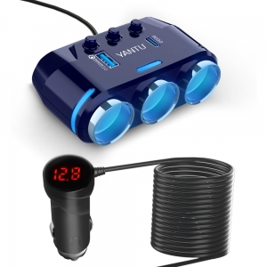 CL rozbočovač zásuvek do zapalovače B39C - 3 zásuvky + 1x USB A, 1x USB C, QC 3.0, PD 3A (120W) černá