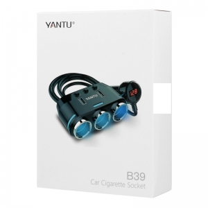 CL rozbočovač zásuvek do zapalovače B39C - 3 zásuvky + 2x USB A - 2,1A (100W) černá