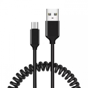 Datový kabel spirála, Typ C, 1m, barva černá