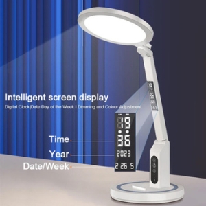 Stolní bezdrátová LED lampa DL-02, s digitálním ukazatelem času,  barva bílá