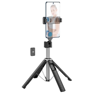 Selfie držák HOCO K18 tripod, s funkcí stativu, bluetooth, barva černá