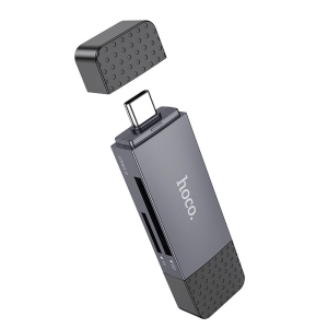 Čtečka paměťových karet HOCO HB45, 2v1 USB A + USB C 3.0, barva metal grey