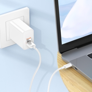 Datový kabel 2v1 Borofone USB C na USB A + USB C, PD60W, délka 1m, barva bílá