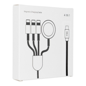 Datový kabel iPhone 4v1, 1x Lightning 1x Micro USB 1x USB Typ C + Apple watch 3W, barva bílá