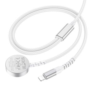Datový kabel HOCO CW54, 2v1, indukce pro Apple Watch + kabel Lightning, PD, QC, bílá