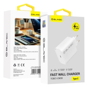 Cestovní nabíječ Blavec, USB C, PD 30W, bílá