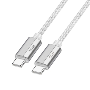 Datový kabel HOCO U134 USB C na USB C, QC 3.0 PD 60W, opletený, délka 1,2m, barva bílá