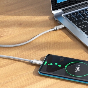 Datový kabel HOCO U134 USB C na USB C, QC 3.0 PD 60W, opletený, délka 1,2m, barva bílá