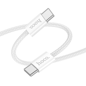 Datový kabel HOCO X104 USB C na USB C, QC 3.0 PD 60W, opletený, délka 2m, barva bílá
