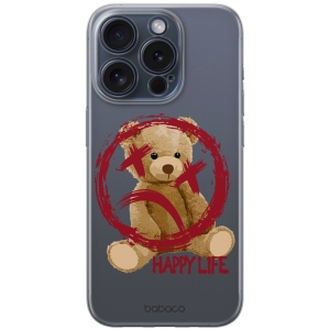 Pouzdro Back Case Babaco iPhone 15 Happy Life Teddy (transparent)