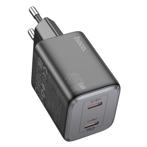 Cestovní nabíječ HOCO N42 GaN, 2x USB C, QC 3.0 PD 45W (1x 25W, 1x 20W), barva černá