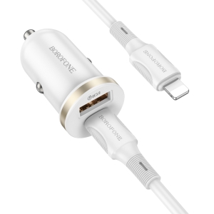 CL adaptér Borofone (BZ22) 1x USB A, 1x USB C, 30W, QC 3.0, kabel USB A na Lightning, white