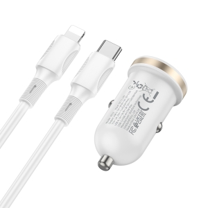 CL adaptér Borofone (BZ22) 1x USB A, 1x USB C, 30W, QC 3.0, kabel USB A na Lightning, white