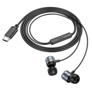 Hands Free Borofone BM93 Platinum, konektor USB C, mikrofon, barva černá
