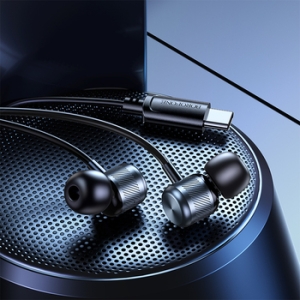 Hands Free Borofone BM93 Platinum, konektor USB C, mikrofon, barva černá