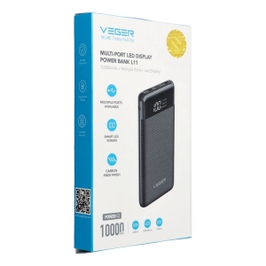 Externí baterie POWER BANK Veger L11, 10000mAh, 2x USB, 1x Micro USB, 1x USB Typ C, barva černá